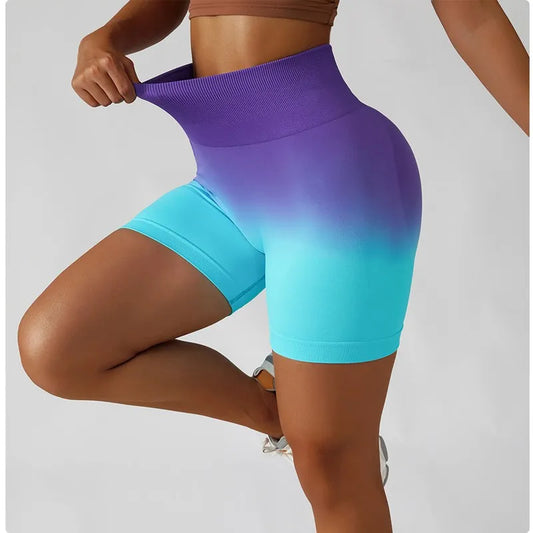 Women's Dip Dye Gradient Lifting Fitness Shorts