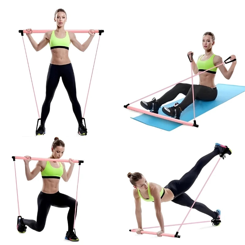 Portable Pilates Bar Stick With Resistance Band