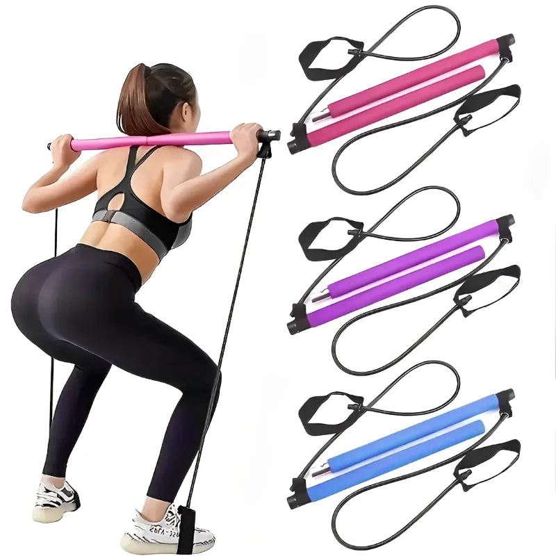 Portable Pilates Bar Stick With Resistance Band