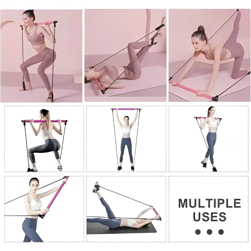 Portable Pilates Bar Stick With Resistance Band